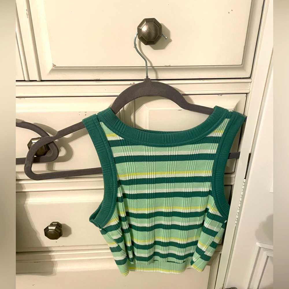 Green, white and yellow tank top.